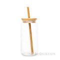Glaswasserflasche mit Bambusdeckel